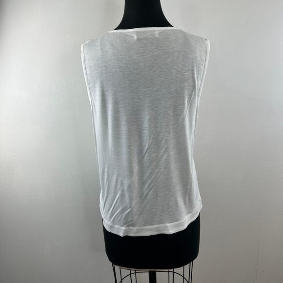 A.L.C. White Surplice Blouse Plunge Neck Band-Hem Pullover Summer Size M Medium - Picture 6 of 8